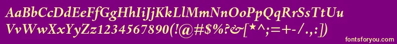 DantemtstdBolditalic Font – Yellow Fonts on Purple Background