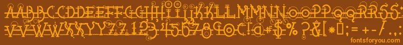 Snippletweak-Schriftart – Orangefarbene Schriften auf braunem Hintergrund