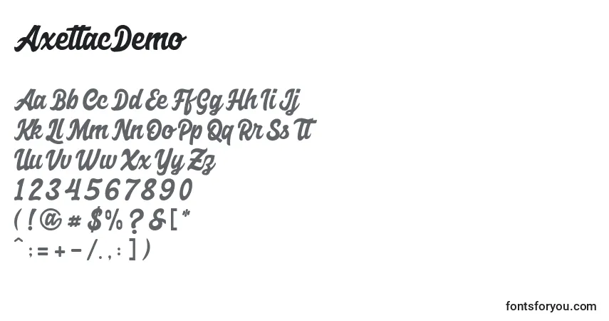 Шрифт AxettacDemo – алфавит, цифры, специальные символы