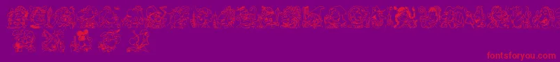 Trognes-Schriftart – Rote Schriften auf violettem Hintergrund