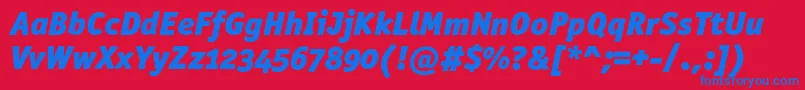 フォントOfficinasansblackoscItalic – 赤い背景に青い文字