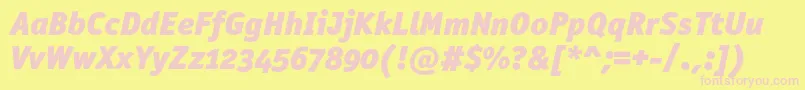 OfficinasansblackoscItalic-fontti – vaaleanpunaiset fontit keltaisella taustalla