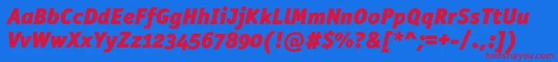 OfficinasansblackoscItalic Font – Red Fonts on Blue Background