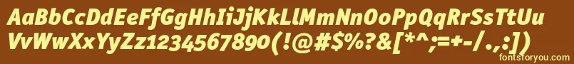 OfficinasansblackoscItalic-fontti – keltaiset fontit ruskealla taustalla