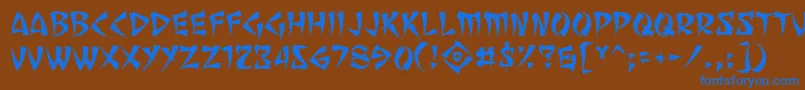 フォントSevenMonkeyFuryBb – 茶色の背景に青い文字