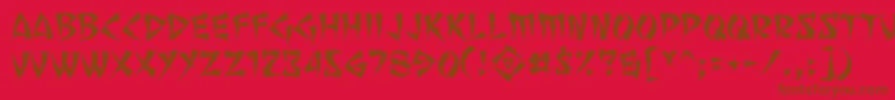 フォントSevenMonkeyFuryBb – 赤い背景に茶色の文字