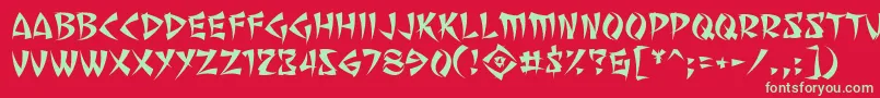 SevenMonkeyFuryBb-Schriftart – Grüne Schriften auf rotem Hintergrund