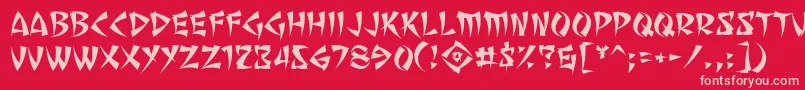 SevenMonkeyFuryBb-Schriftart – Rosa Schriften auf rotem Hintergrund