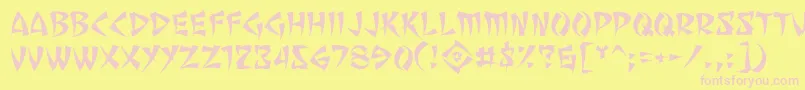 フォントSevenMonkeyFuryBb – ピンクのフォント、黄色の背景