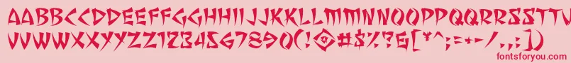 フォントSevenMonkeyFuryBb – ピンクの背景に赤い文字