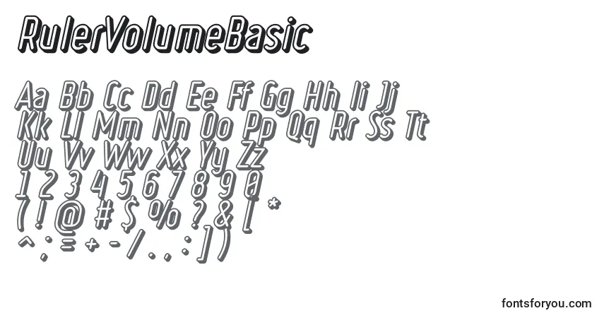 Schriftart RulerVolumeBasic – Alphabet, Zahlen, spezielle Symbole