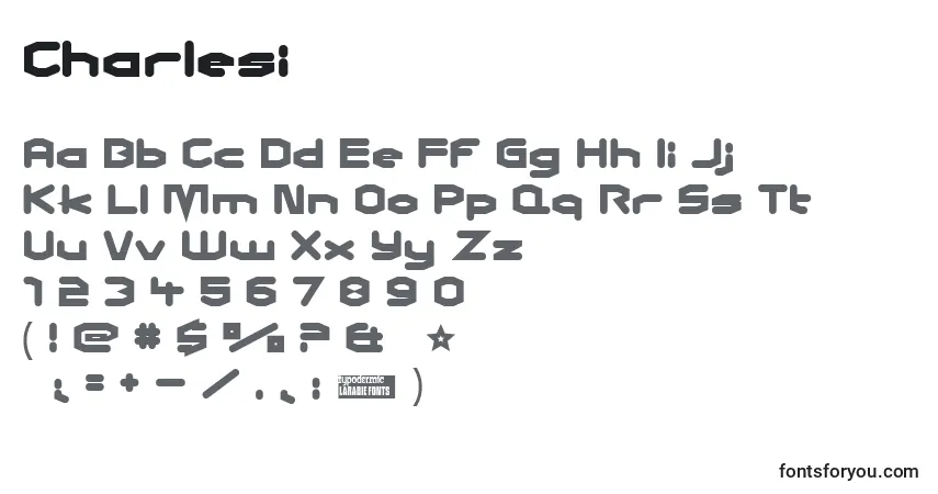 Charlesi-fontti – aakkoset, numerot, erikoismerkit