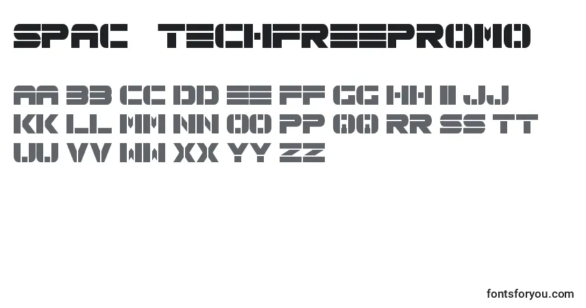Schriftart Spac3TechFreePromo – Alphabet, Zahlen, spezielle Symbole