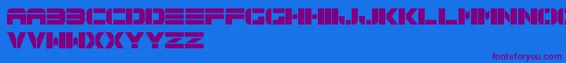 Spac3TechFreePromo-Schriftart – Violette Schriften auf blauem Hintergrund