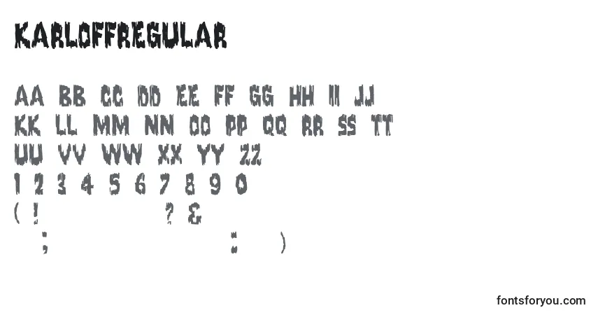 A fonte KarloffRegular – alfabeto, números, caracteres especiais