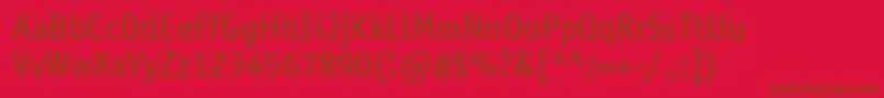 Officinasansgtt-fontti – ruskeat fontit punaisella taustalla