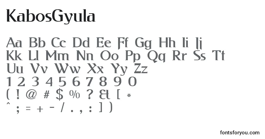 Czcionka KabosGyula – alfabet, cyfry, specjalne znaki