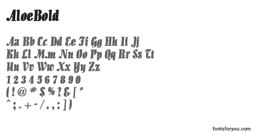 AloeBold-fontti – aakkoset, numerot, erikoismerkit