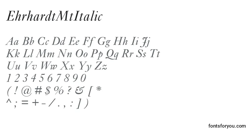 Шрифт EhrhardtMtItalic – алфавит, цифры, специальные символы