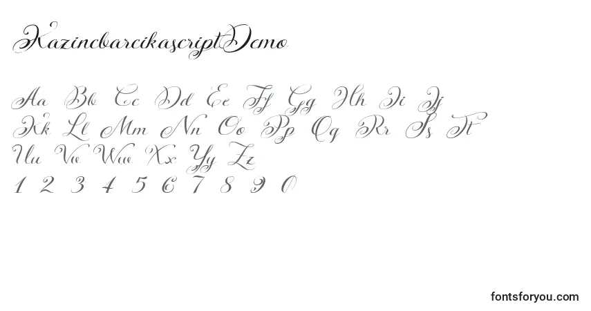 Schriftart KazincbarcikascriptDemo – Alphabet, Zahlen, spezielle Symbole