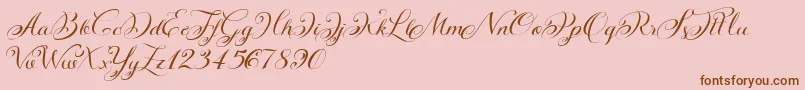 KazincbarcikascriptDemo-Schriftart – Braune Schriften auf rosa Hintergrund