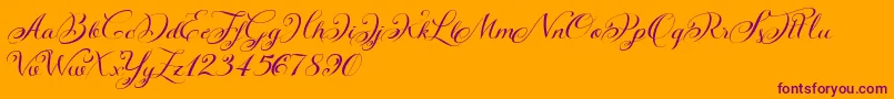 KazincbarcikascriptDemo-Schriftart – Violette Schriften auf orangefarbenem Hintergrund