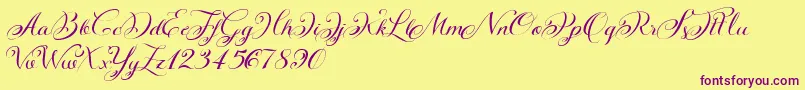 KazincbarcikascriptDemo Font – Purple Fonts on Yellow Background