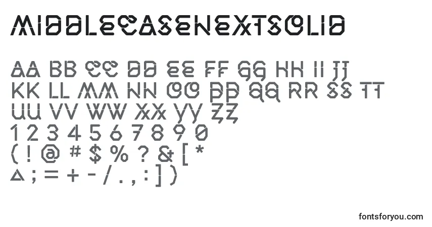 Schriftart MiddlecaseNextSolid – Alphabet, Zahlen, spezielle Symbole