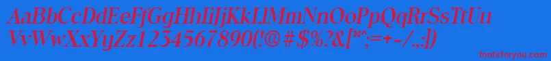 ToledoMediumita-Schriftart – Rote Schriften auf blauem Hintergrund