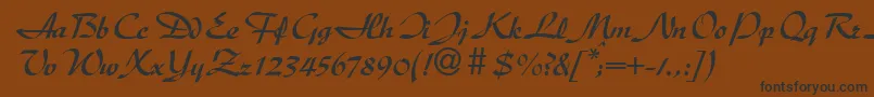 D730ScriptRegular Font – Black Fonts on Brown Background