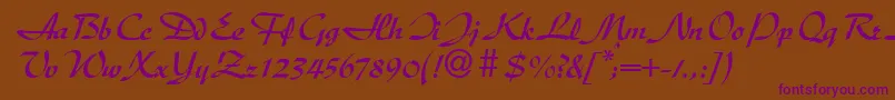 D730ScriptRegular Font – Purple Fonts on Brown Background
