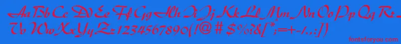 D730ScriptRegular Font – Red Fonts on Blue Background