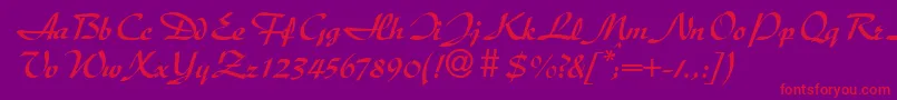 D730ScriptRegular Font – Red Fonts on Purple Background