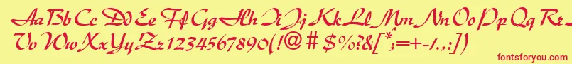 D730ScriptRegular Font – Red Fonts on Yellow Background