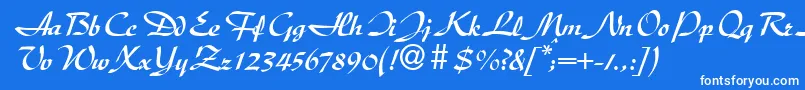 フォントD730ScriptRegular – 青い背景に白い文字