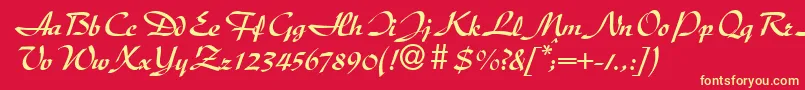 D730ScriptRegular Font – Yellow Fonts on Red Background