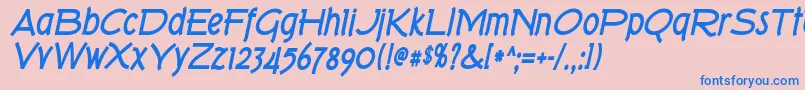 フォントTork ffy – ピンクの背景に青い文字
