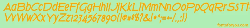 Tork ffy-Schriftart – Orangefarbene Schriften auf grünem Hintergrund