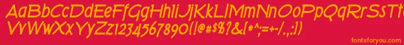 Tork ffy-Schriftart – Orangefarbene Schriften auf rotem Hintergrund