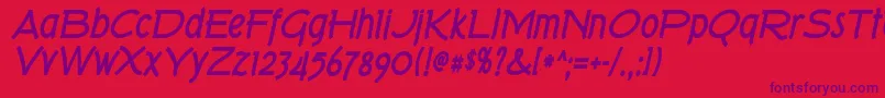 Tork ffy-Schriftart – Violette Schriften auf rotem Hintergrund