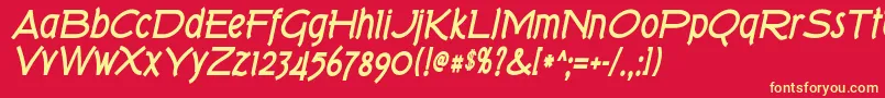 Tork ffy-Schriftart – Gelbe Schriften auf rotem Hintergrund