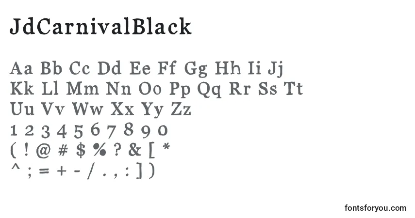 Czcionka JdCarnivalBlack – alfabet, cyfry, specjalne znaki