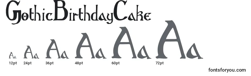 GothicBirthdayCake Font Sizes