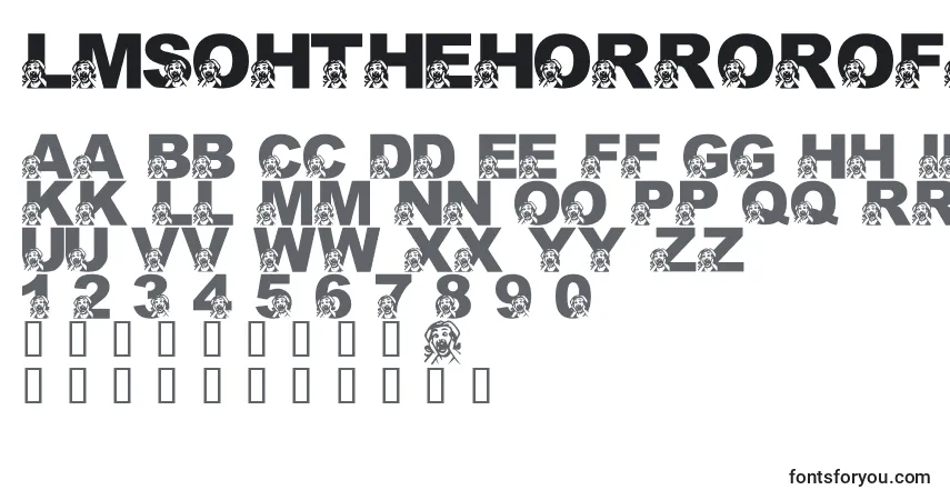 A fonte LmsOhTheHorrorOfItAll – alfabeto, números, caracteres especiais