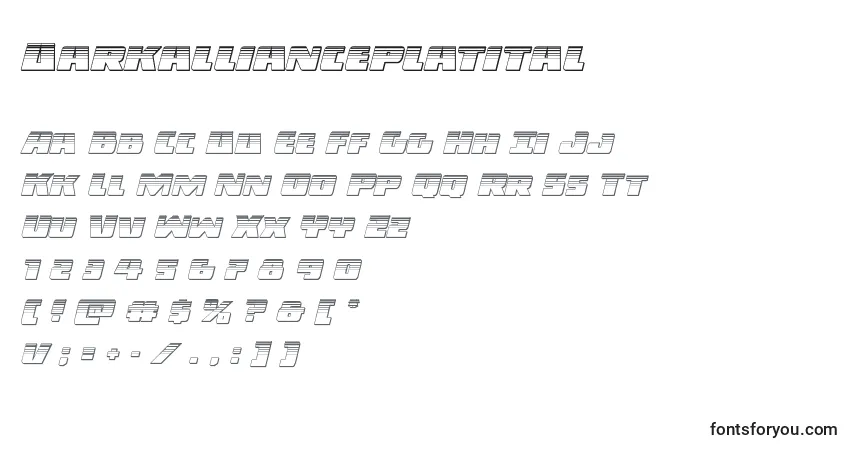 Darkallianceplatital Font – alphabet, numbers, special characters