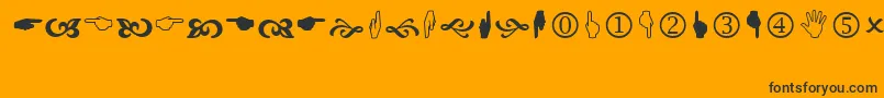 Wingdng2-Schriftart – Schwarze Schriften auf orangefarbenem Hintergrund