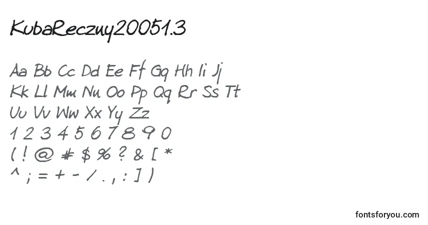 Czcionka KubaReczny20051.3 – alfabet, cyfry, specjalne znaki