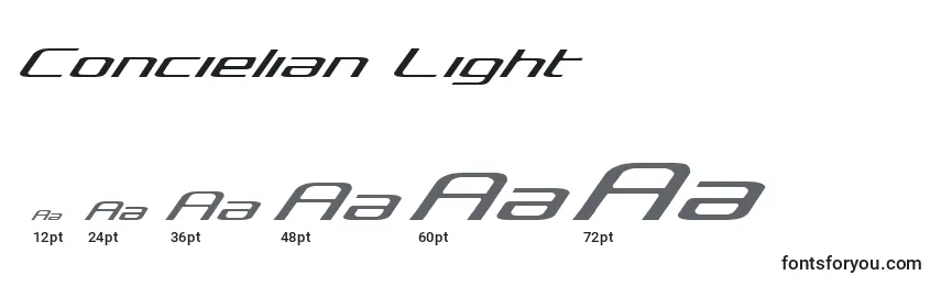 Размеры шрифта Concielian Light
