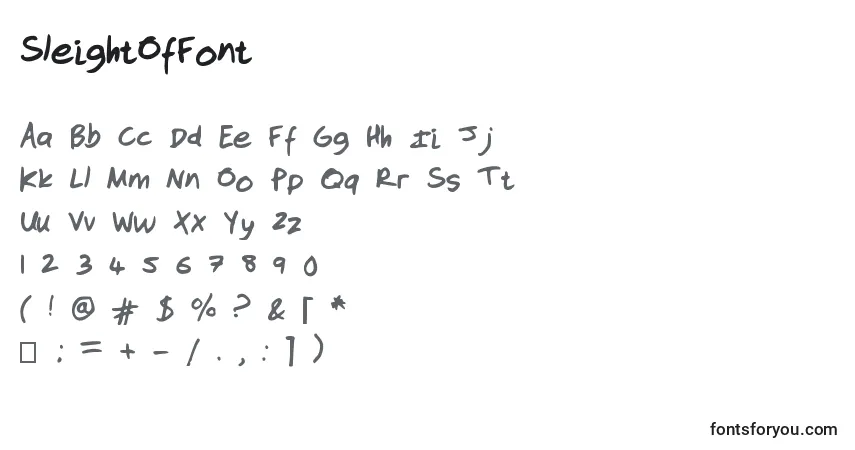 A fonte SleightOfFont – alfabeto, números, caracteres especiais