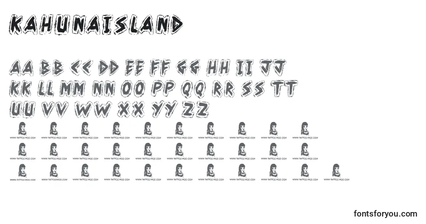 Czcionka KahunaIsland – alfabet, cyfry, specjalne znaki